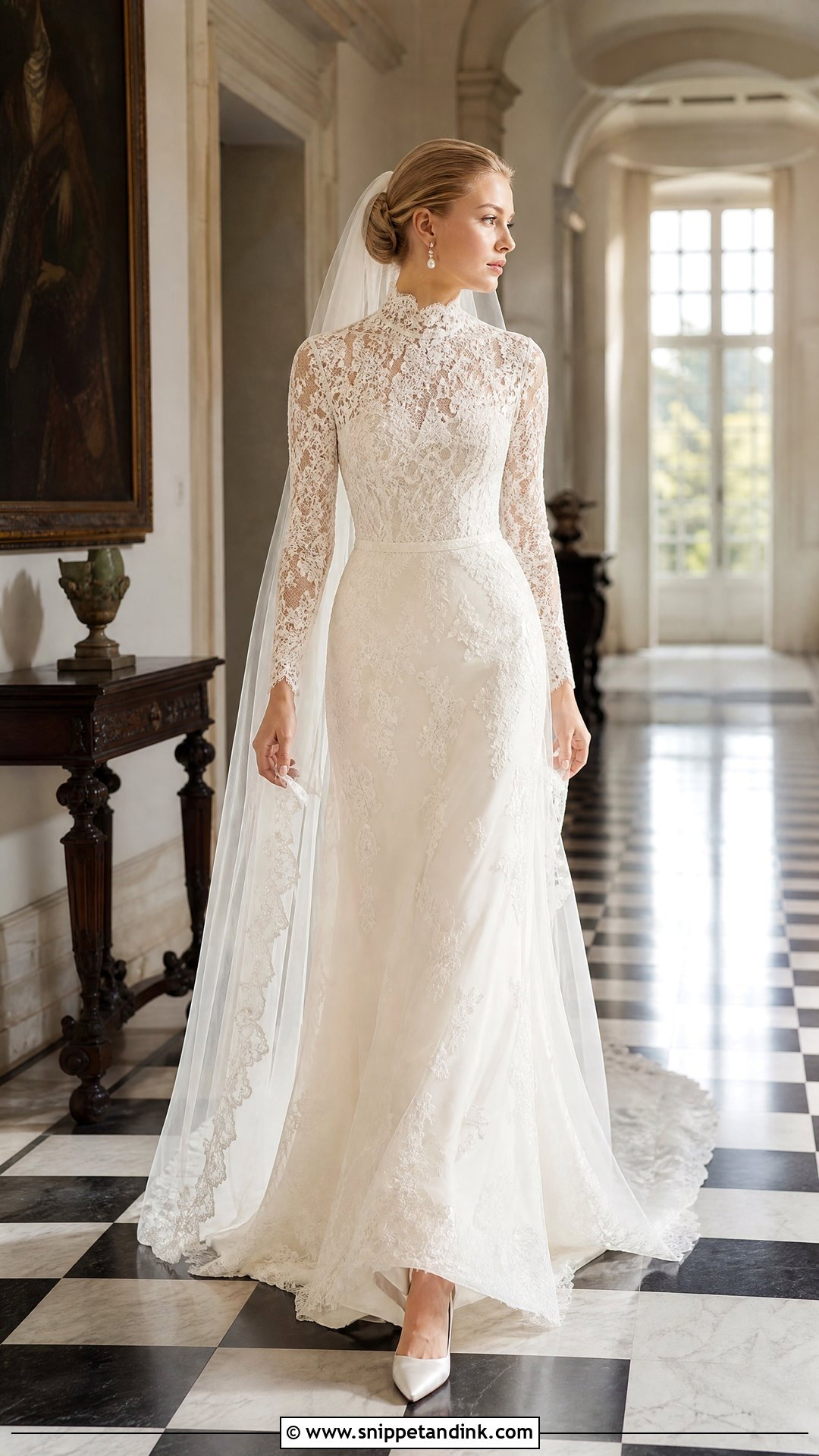 High Neck Lace Wedding Dress - Snippet and Ink - 25 Runway Wedding Dress Ideas