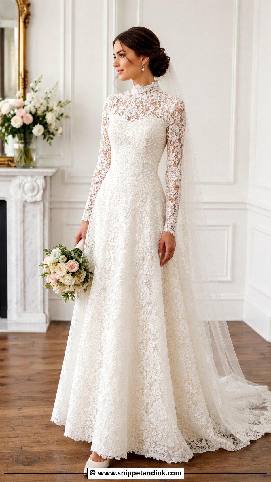 High Neck Lace Wedding Dress - Snippet and Ink - 30 Conservative Wedding Dress Ideas