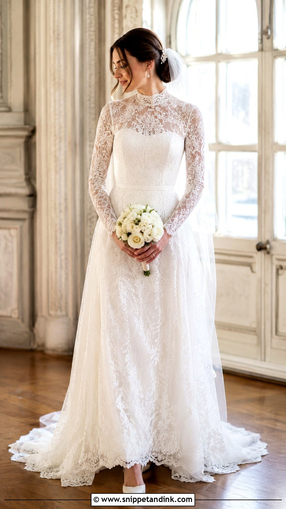 High Neck Lace Wedding Dress - Snippet and Ink - 20 Elegant Romantic Wedding Dresses