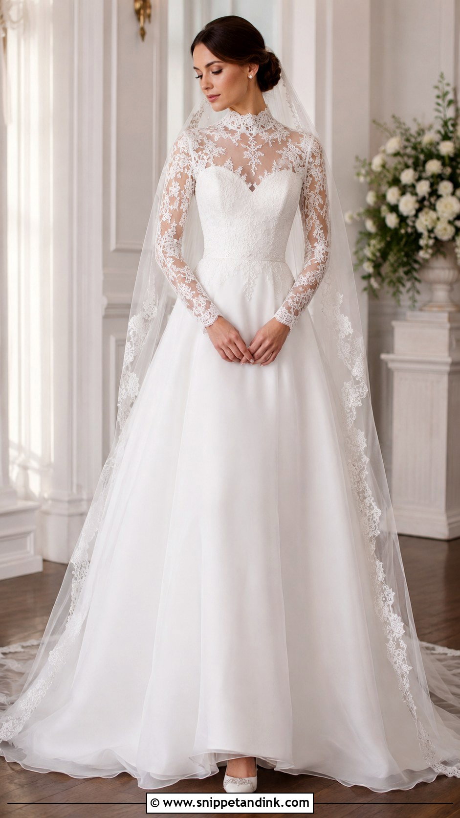 High Neck Lace Wedding Dress - Snippet and Ink - 20 Fairytale Wedding Dress with Sleeves
