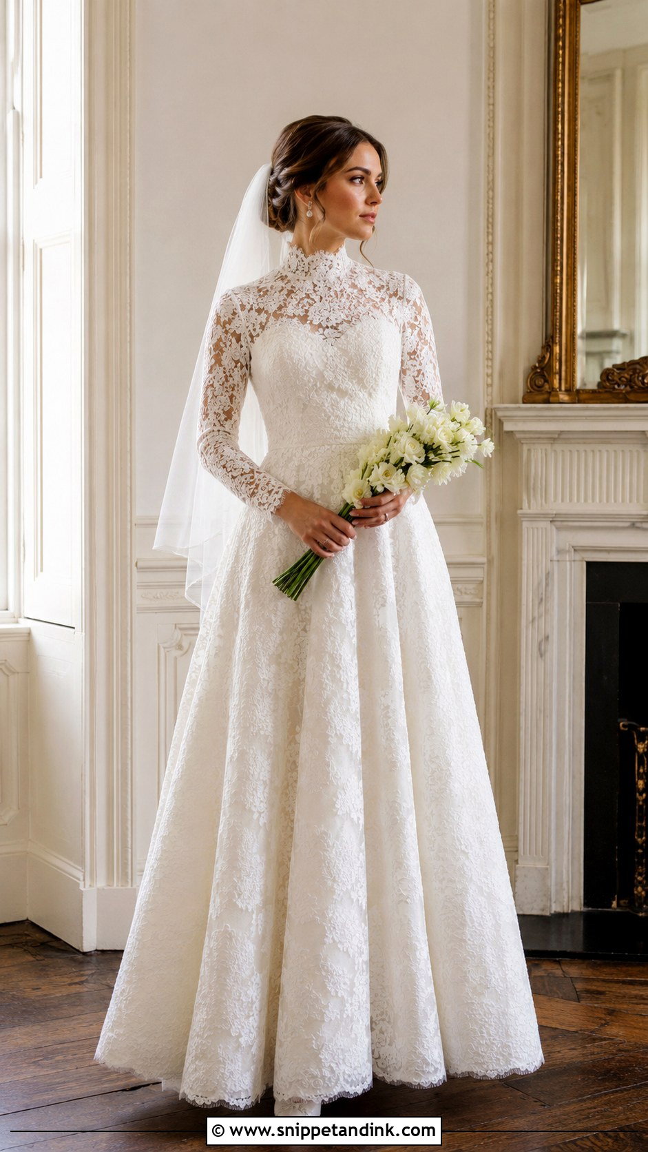 High Neck Lace Wedding Dress - Snippet and Ink - 20 Fashion Wedding Dress Ideas