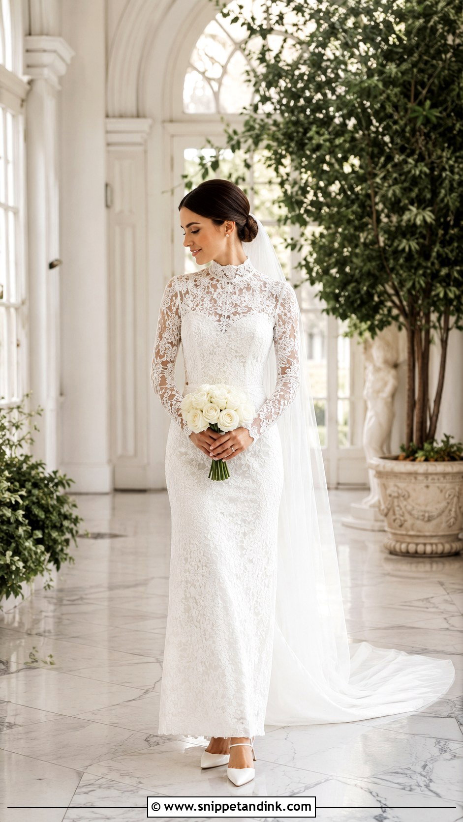 High Neck Lace Wedding Dress - Snippet and Ink - 20 Fitted Elegant Wedding Dresses