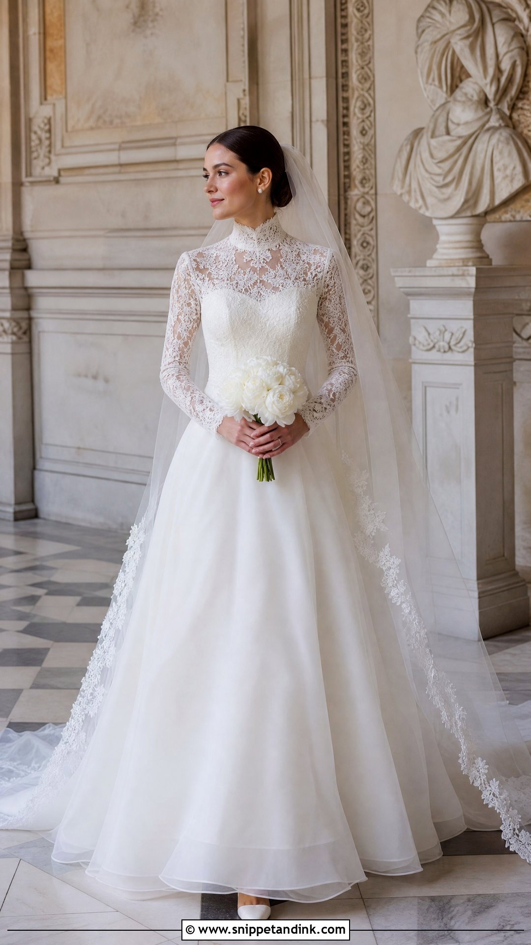 High Neck Lace Wedding Dress - Snippet and Ink - 20 Flowy Lace Wedding Dress Ideas
