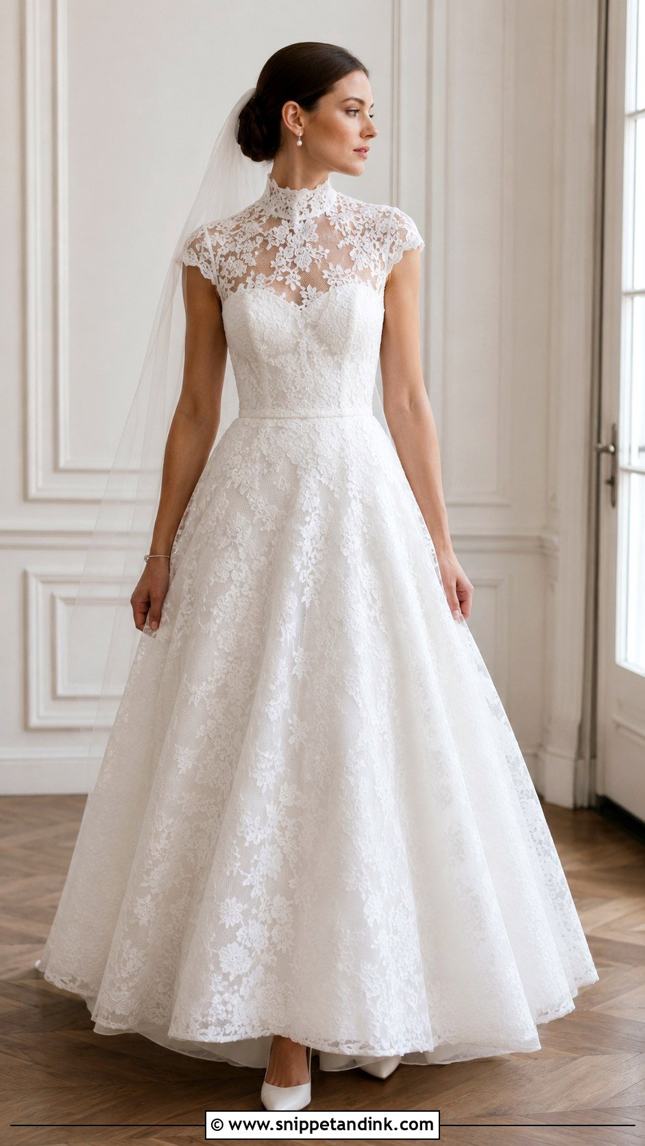 High Neck Lace Wedding Dress - Snippet and Ink - 20 Full Wedding Dresses
