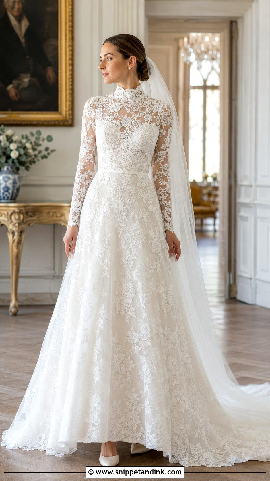 High Neck Lace Wedding Dress - Snippet and Ink - 20 Glam Wedding Dresses