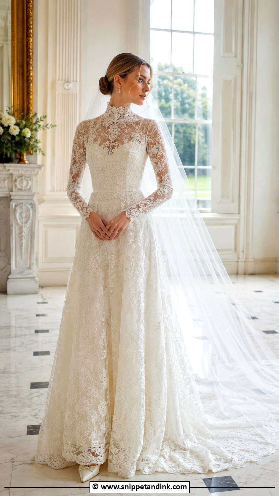 High Neck Lace Wedding Dress - Snippet and Ink - 30 Mystical Wedding Dress Ideas