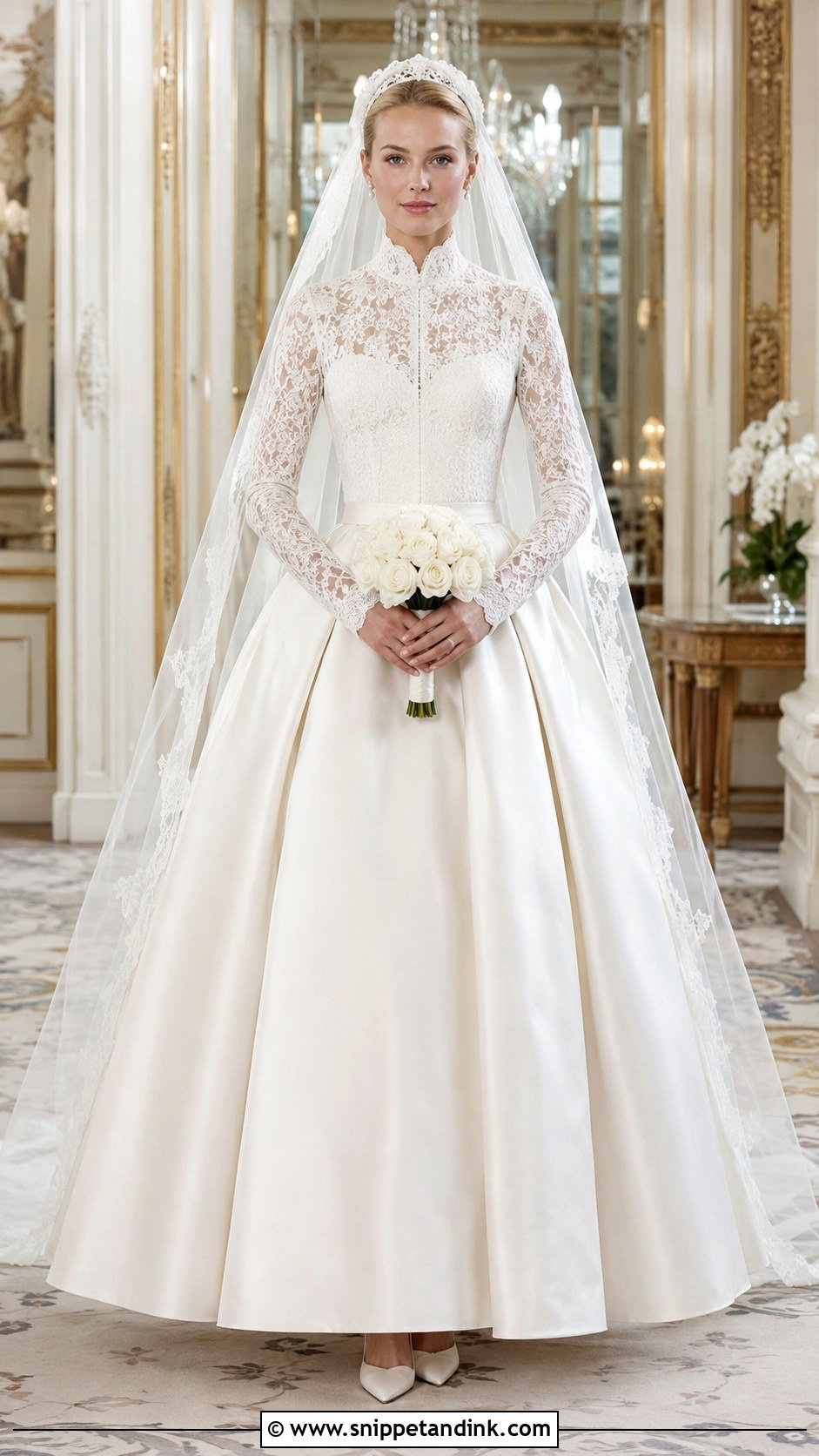 High Neck Lace Wedding Dress - Snippet and Ink - 20 Grace Kelly Inspired Wedding Dress Ideas