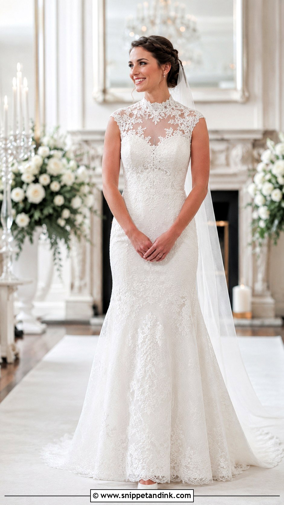 High Neck Lace Wedding Dress - Snippet and Ink - 20 Lace Wedding Dress Inspo Ideas