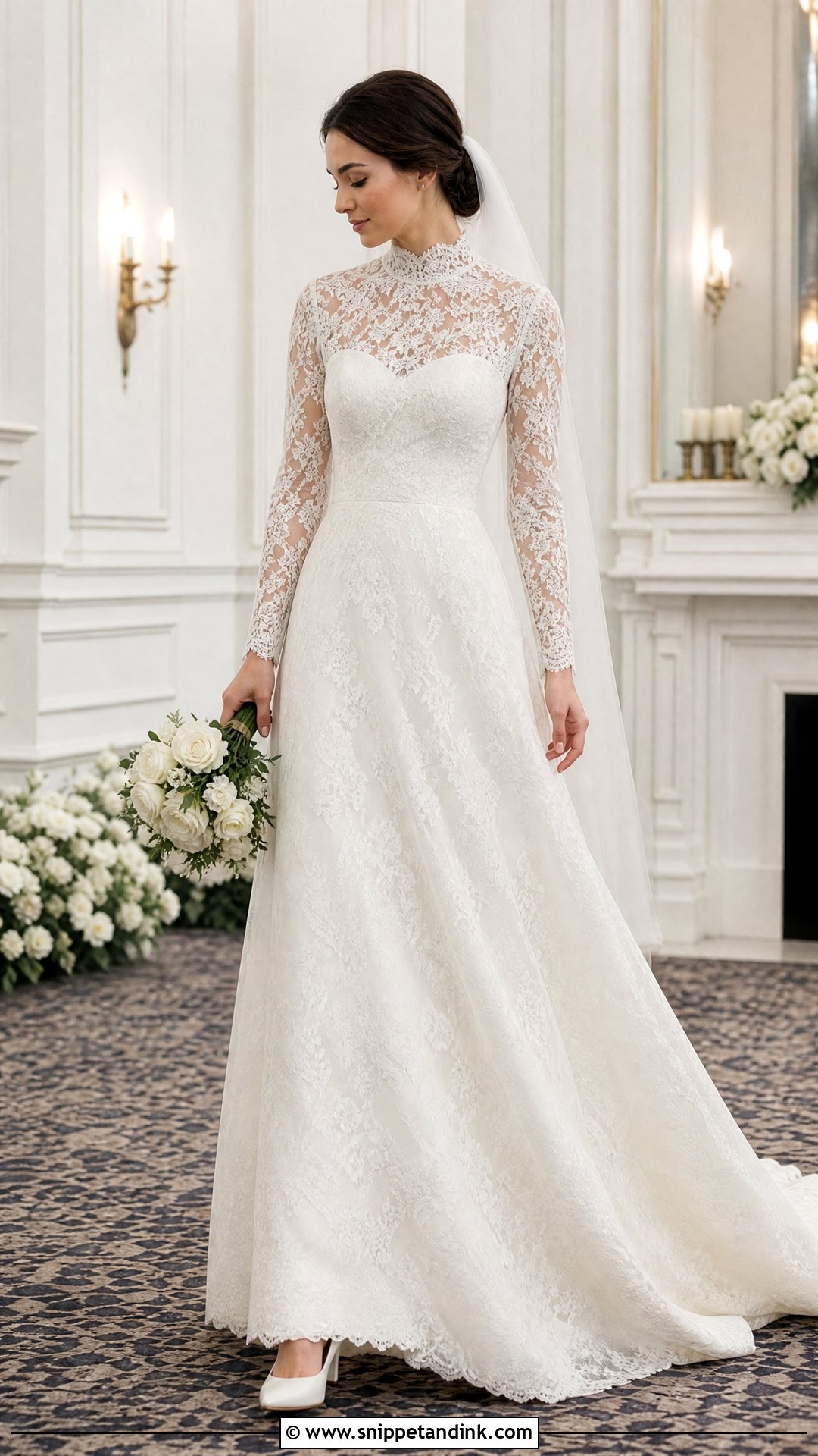 High Neck Lace Wedding Dress - Snippet and Ink - 20 Romantic Dreamy Wedding Dress Ideas