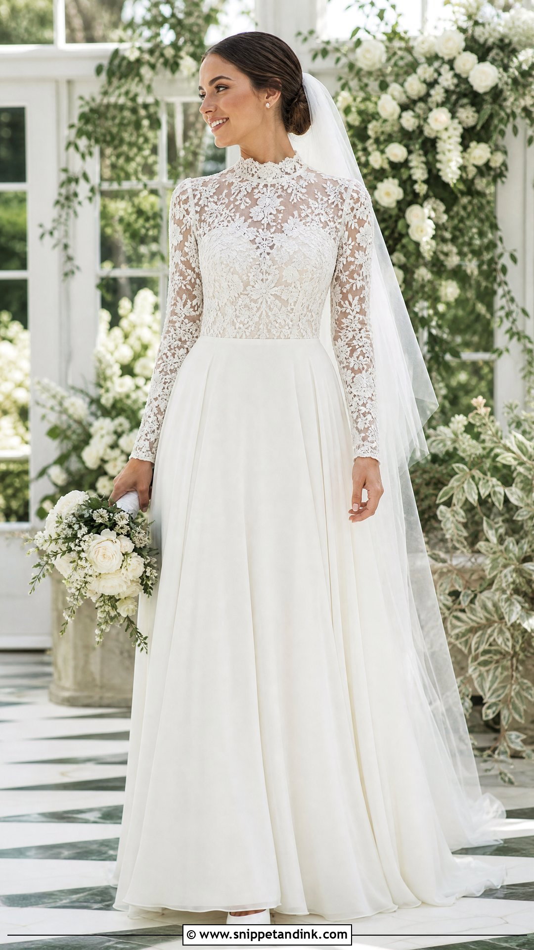 High Neck Lace Wedding Dress - Snippet and Ink - 20 Small Bust Wedding Dresses