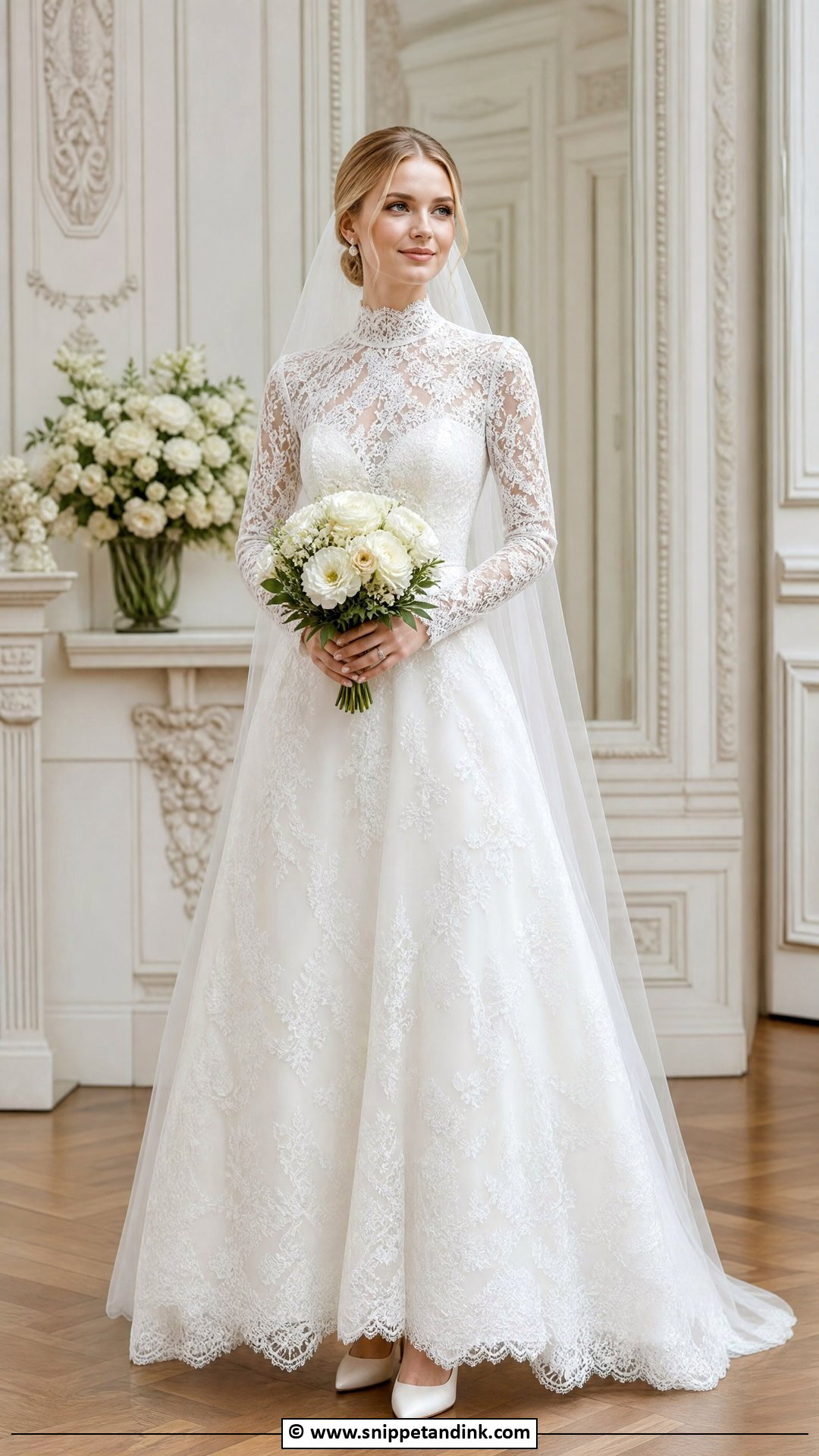 High Neck Lace Wedding Dress - Snippet and Ink - 35 Classic Wedding Dress Ideas
