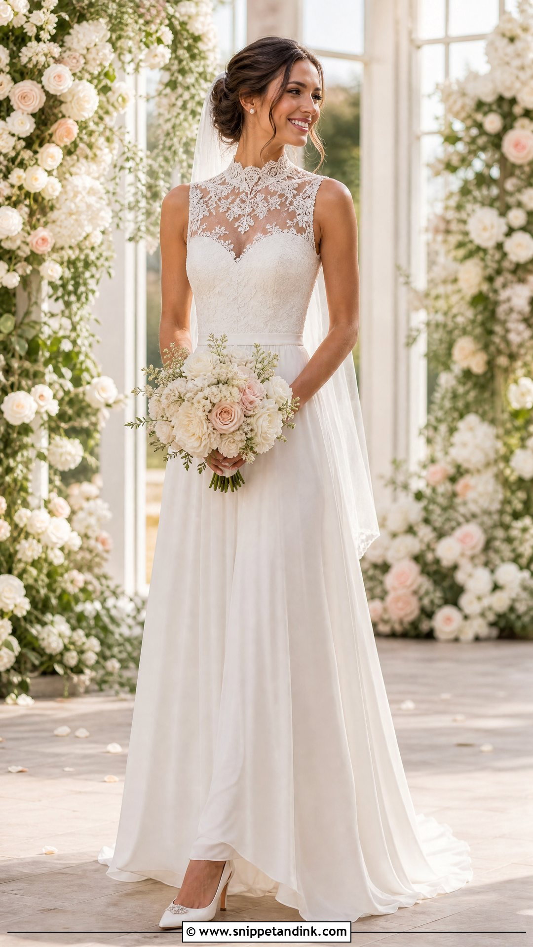 High Neck Lace Wedding Dress - Snippet and Ink - 20 Small Chest Wedding Dress Ideas
