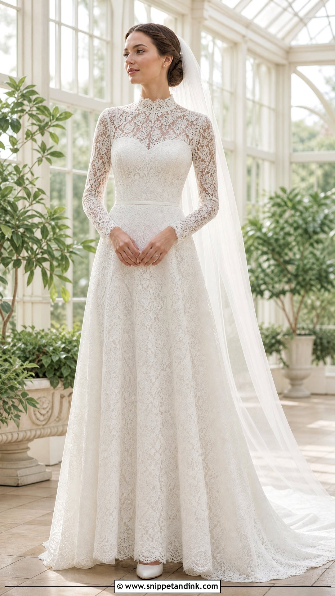 High Neck Lace Wedding Dress - Snippet and Ink - 20 Wedding Dress for Tall Bride Ideas