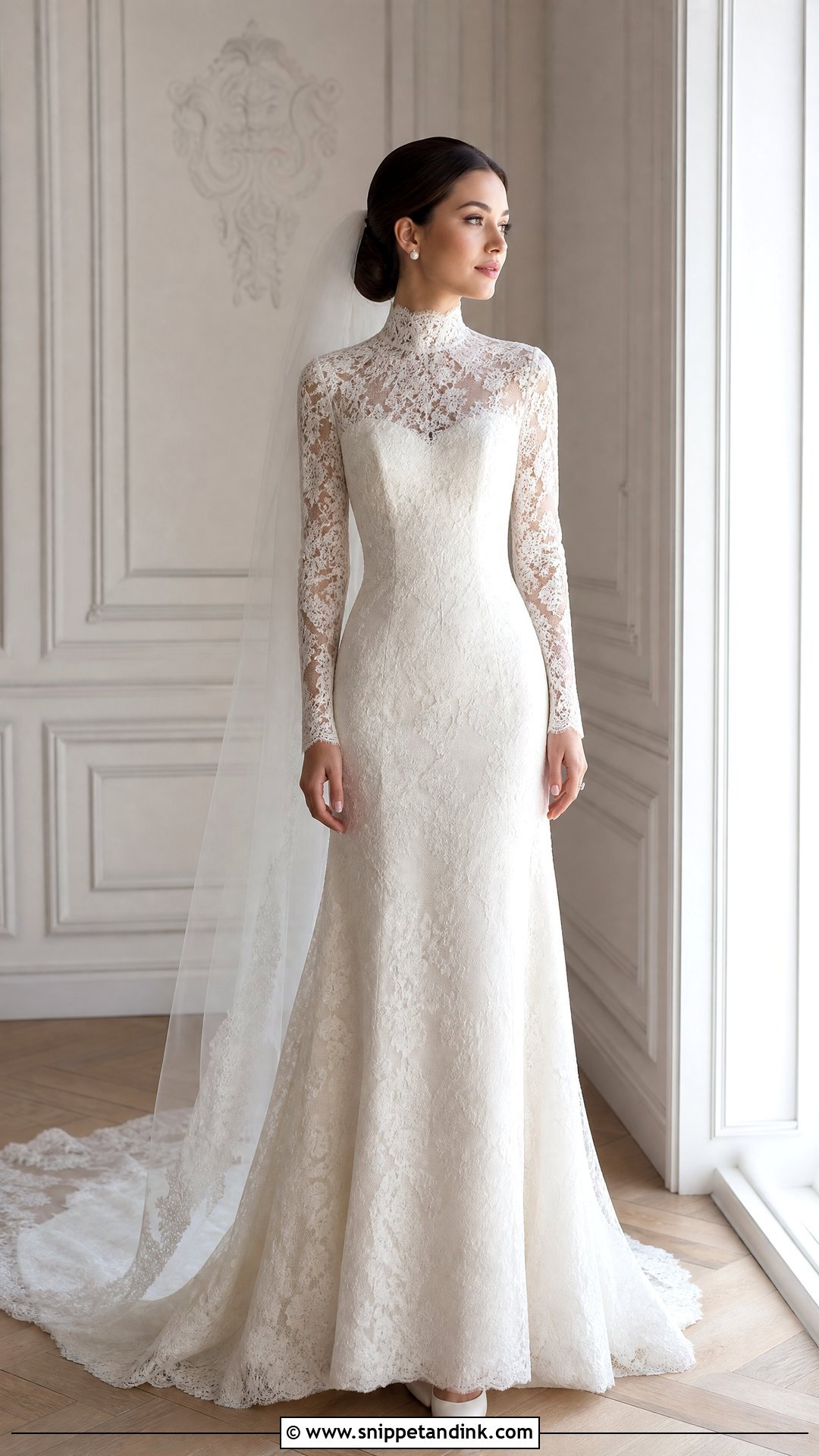 High Neck Lace Wedding Dress - Snippet and Ink - 20 Wedding Dresses Women