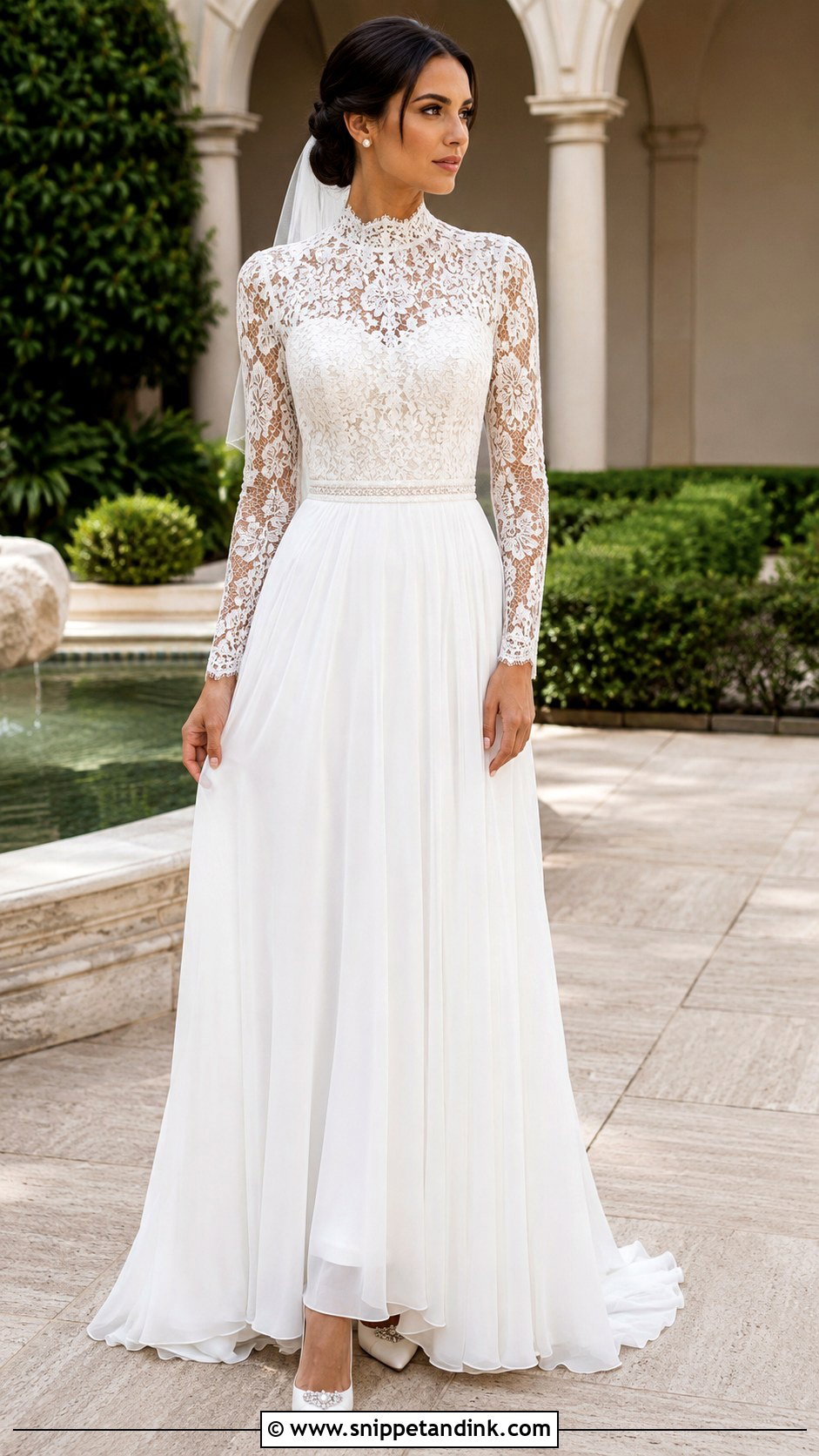High Neck Lace Wedding Dress - Snippet and Ink - 20 Mediterranean Wedding Dress Ideas