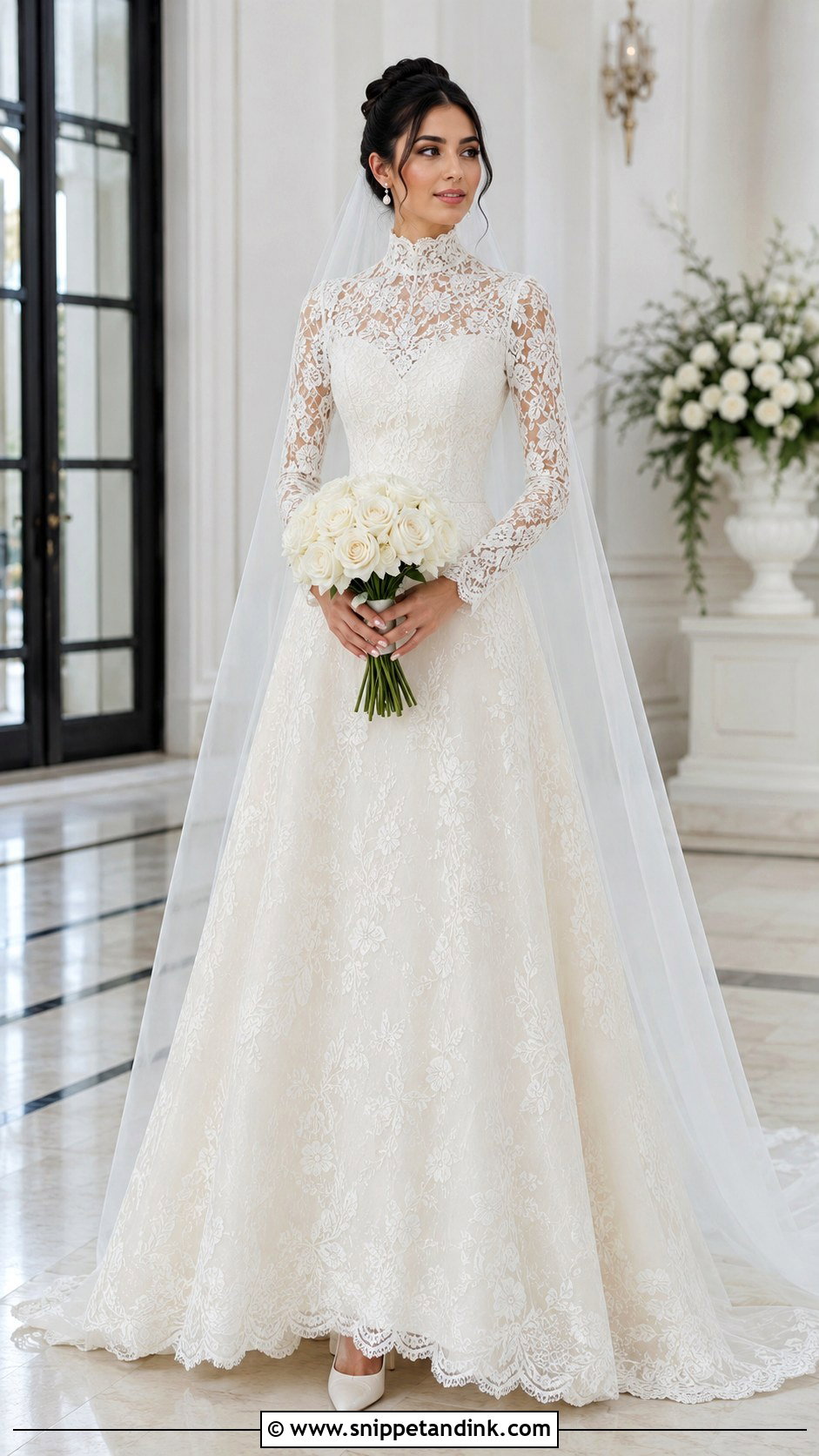 High Neck Lace Wedding Dress - Snippet and Ink - 20 Modest Long Sleeve Wedding Dress Ideas