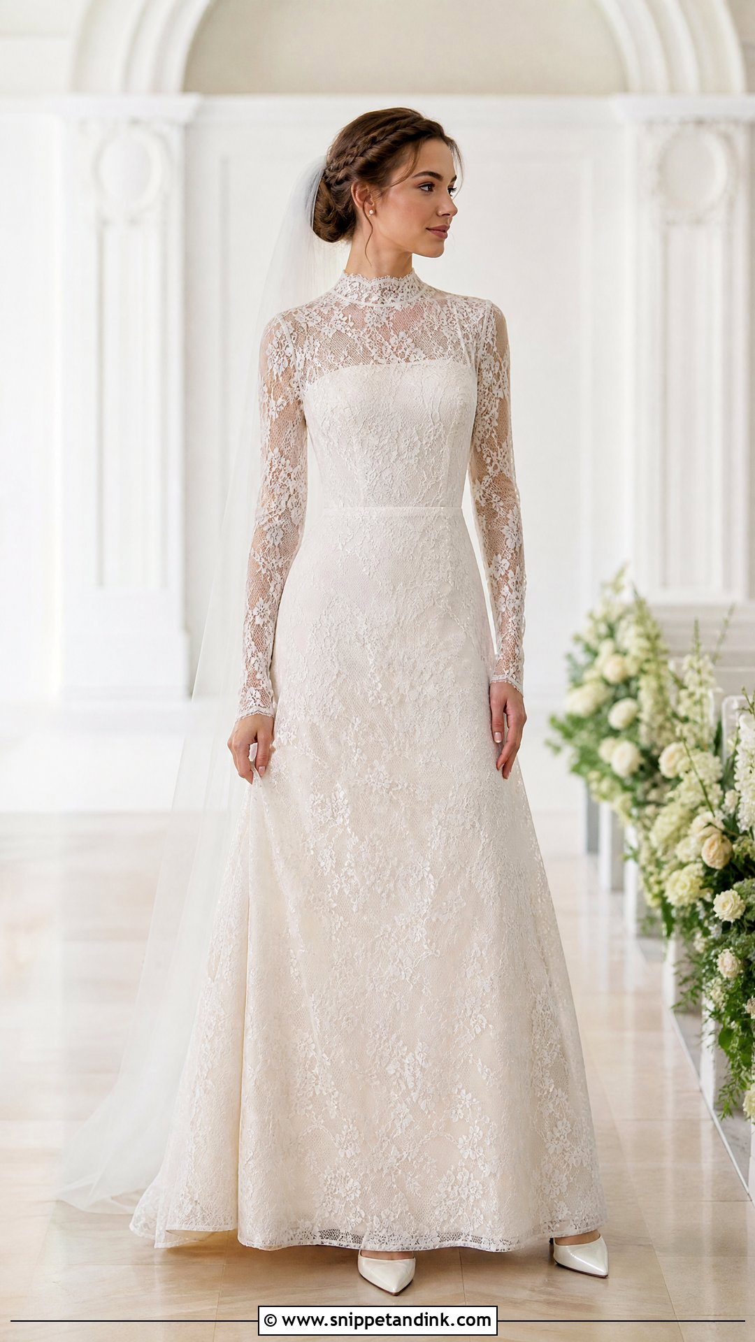 High Neck Lace Wedding Dress - Snippet and Ink - 20 Wona Concept Wedding Dress Ideas