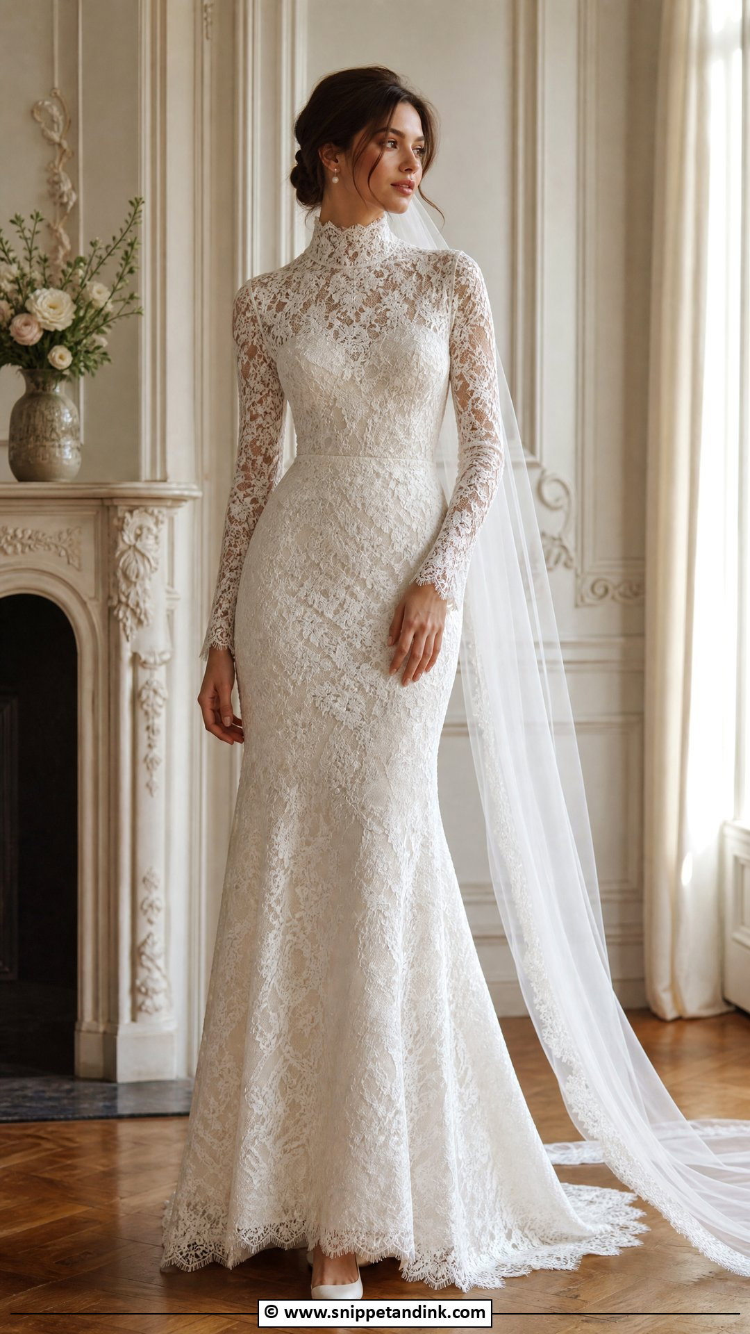 High Neck Lace Wedding Dress - Snippet and Ink - 35 Lace Wedding Dresses