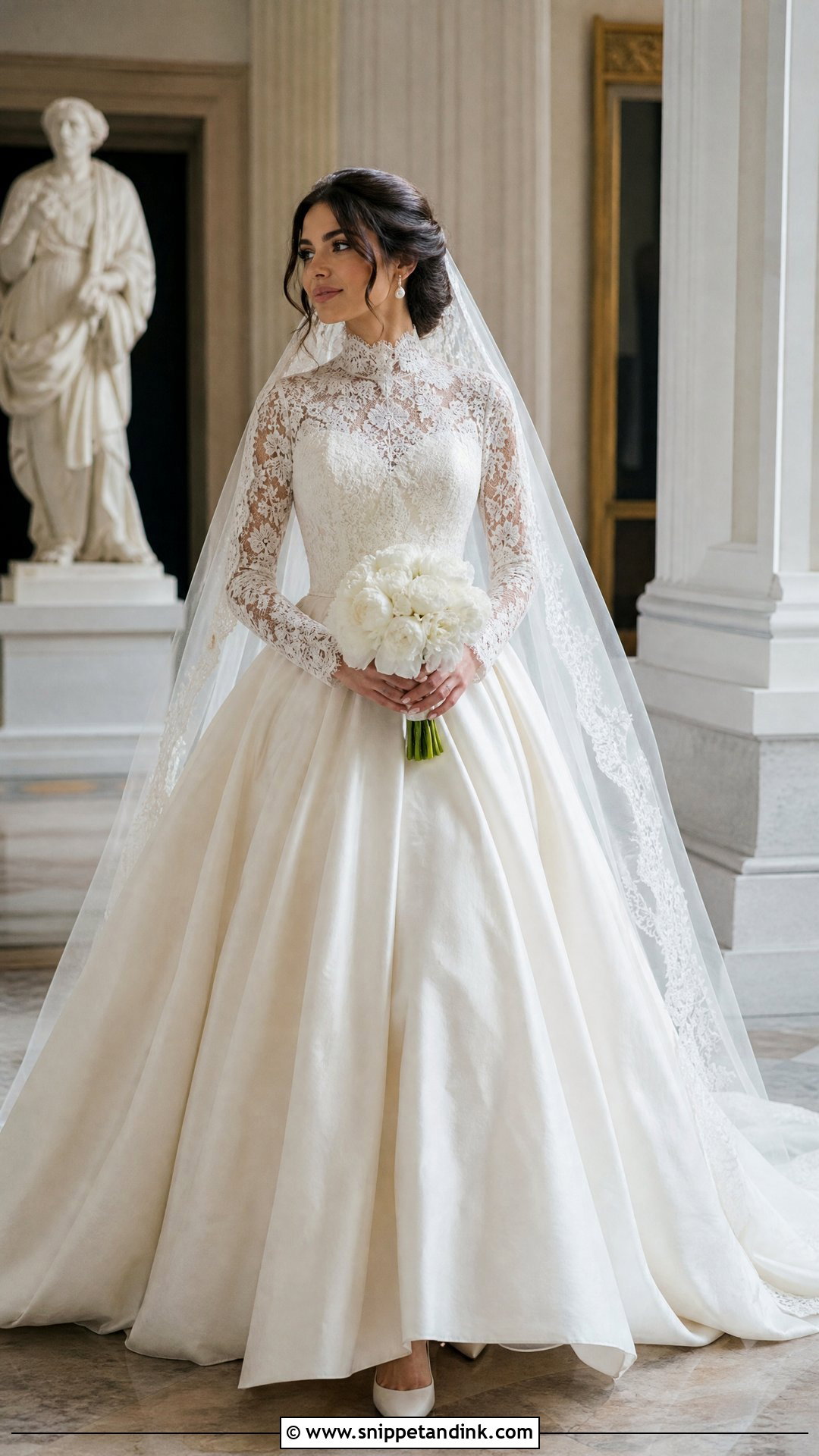High Neck Lace Wedding Dress Ballgown - Snippet and Ink - 20 Luxury Wedding Dress Ballgown Ideas