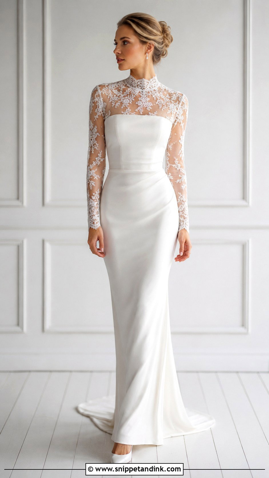 High Neck Lace Wedding Dress Topper - Snippet and Ink - 30 Wedding Dress Topper Ideas