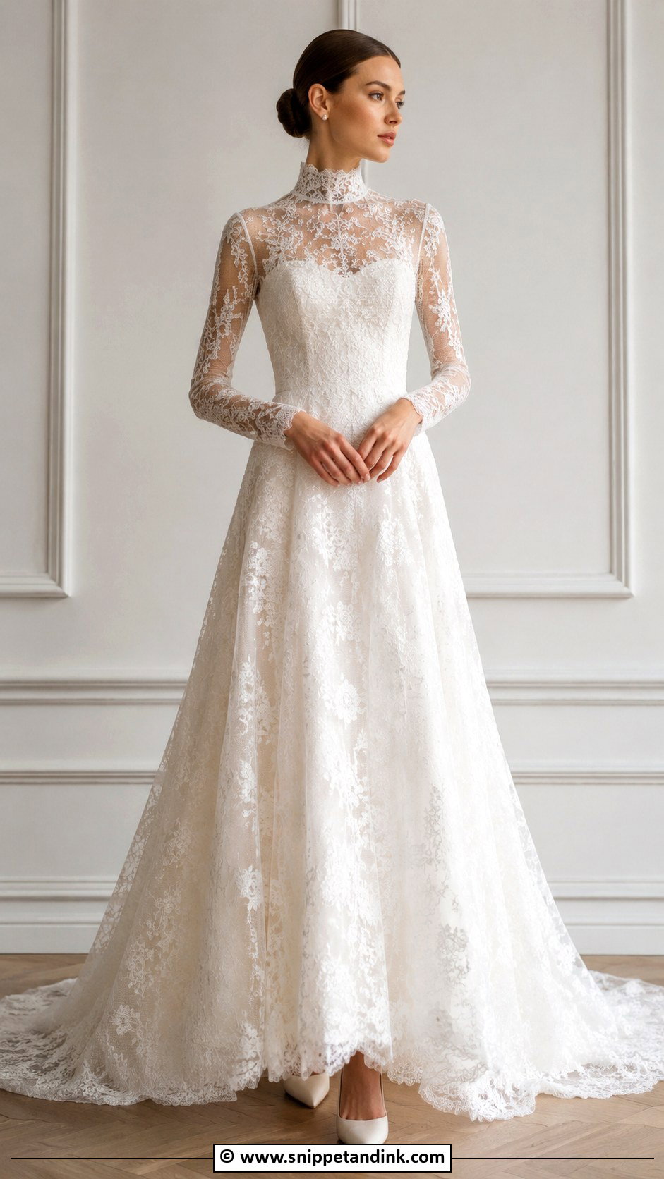 High Neck Lace Wedding Dress - Snippet and Ink - 25 Lacy Wedding Dresses