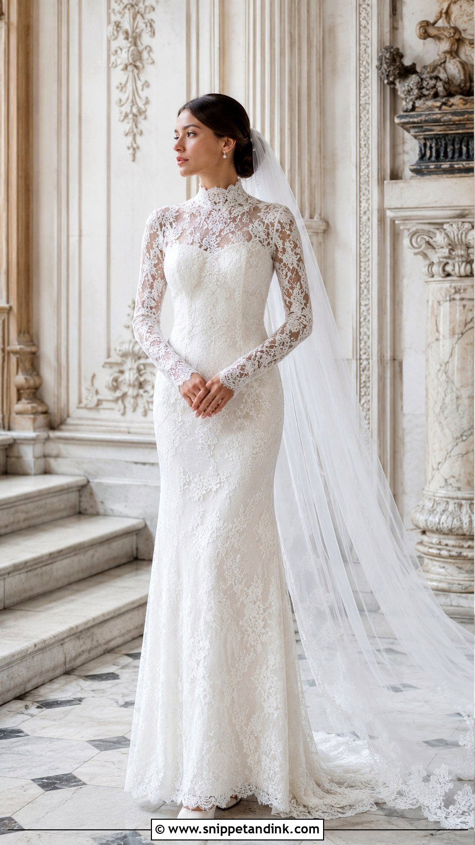 High Neck Lace Wedding Gown - Snippet and Ink - 25 Lace Wedding Gowns