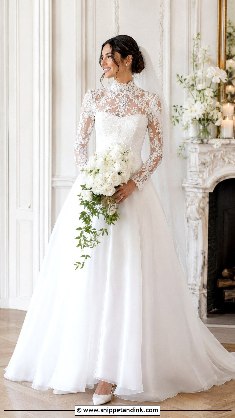 High Neck Lace Wedding Gown - Snippet and Ink - 20 Big Wedding Gown Ideas
