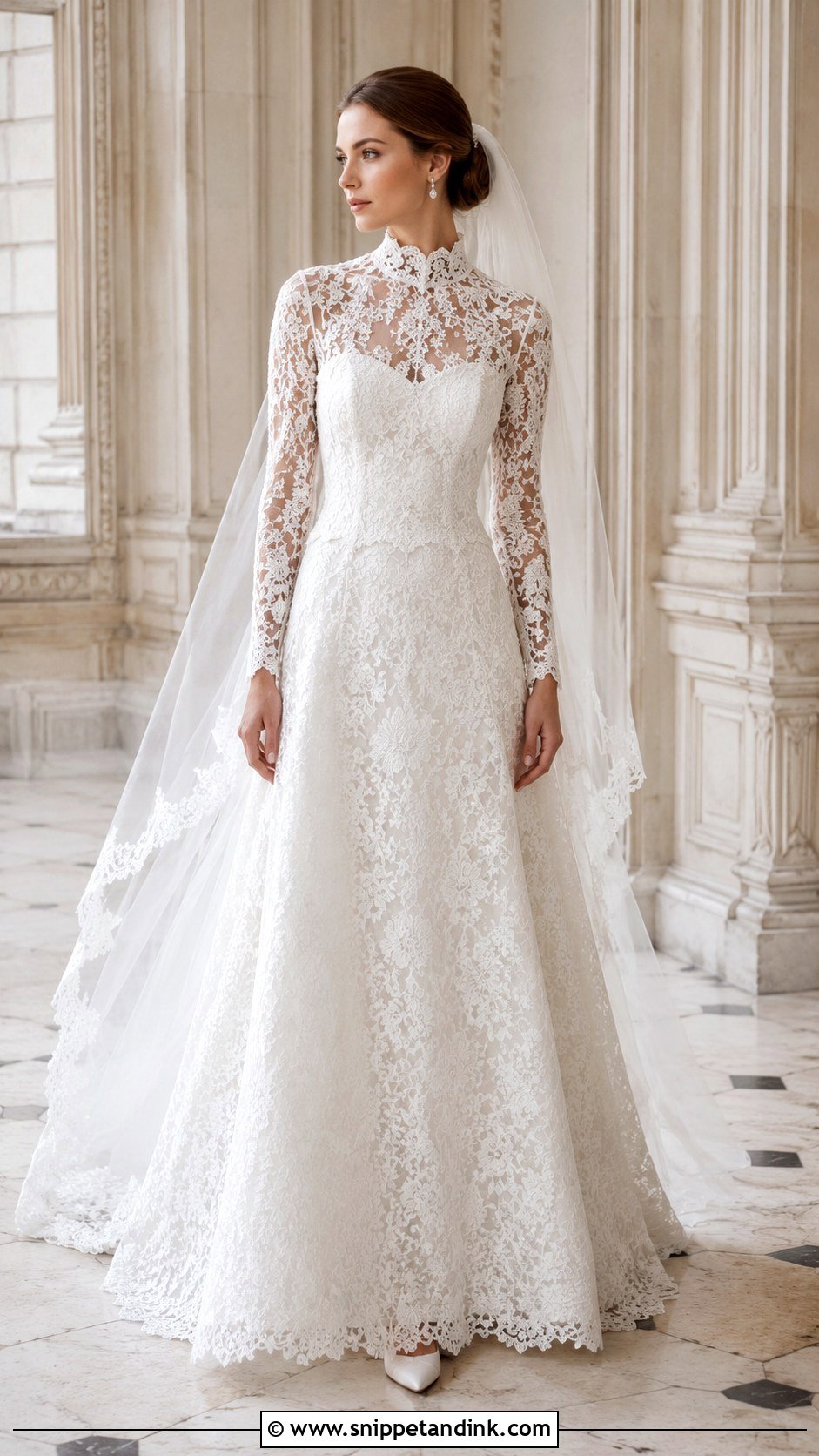 High Neck Lace Wedding Gown - Snippet and Ink - 20 Lace Gown Styles for Wedding