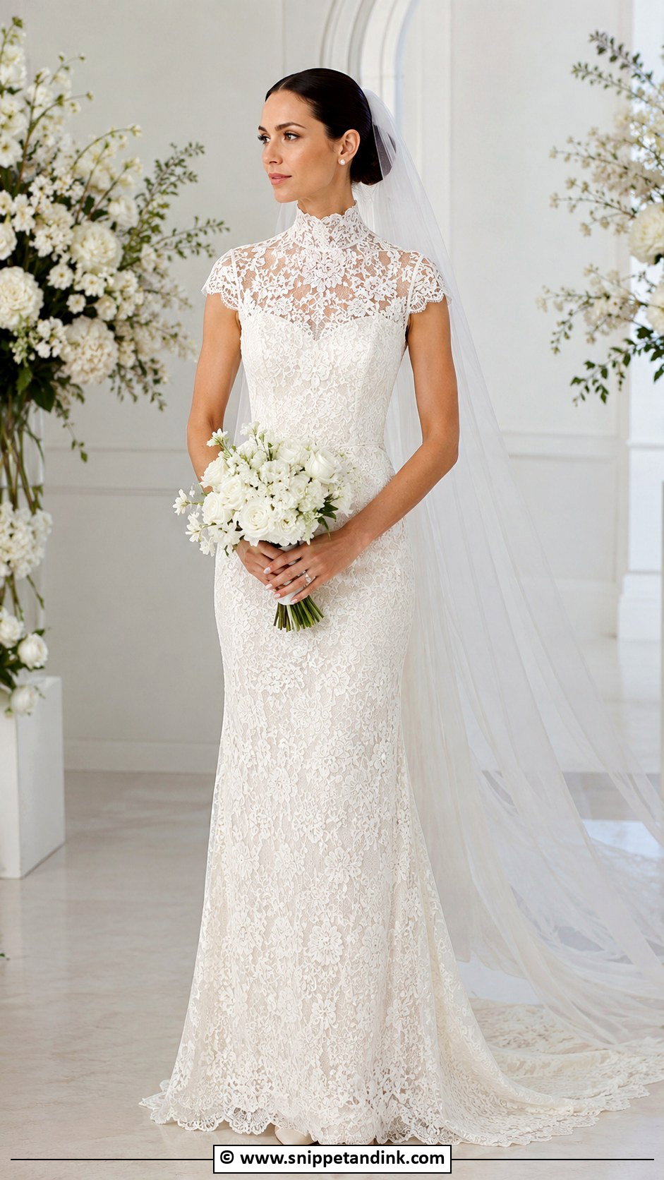 High Neck Lace Wedding Gown - Snippet and Ink - 25 Lace Wedding Gown Ideas