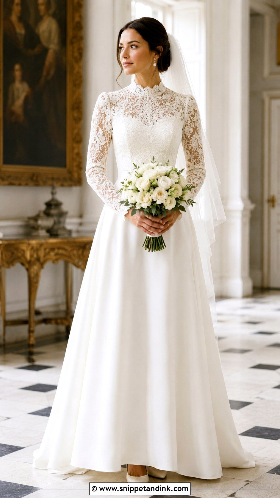 High Neck Long Sleeve A Line Wedding Dress - Snippet and Ink - 20 Long Sleeve a Line Wedding Dress Ideas
