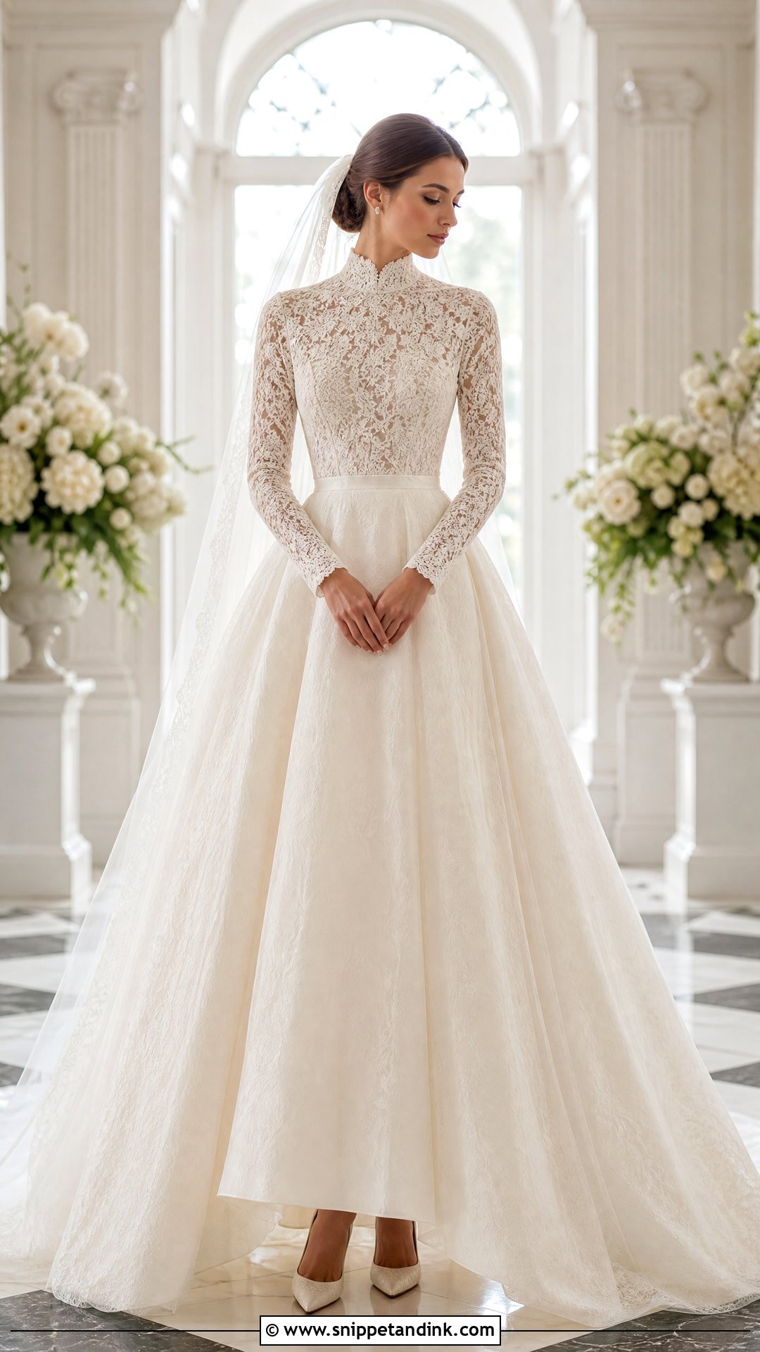 High Neck Long Sleeve Ball Gown Wedding Dress - Snippet and Ink - 20 Big Wedding Dresses Ball Gown