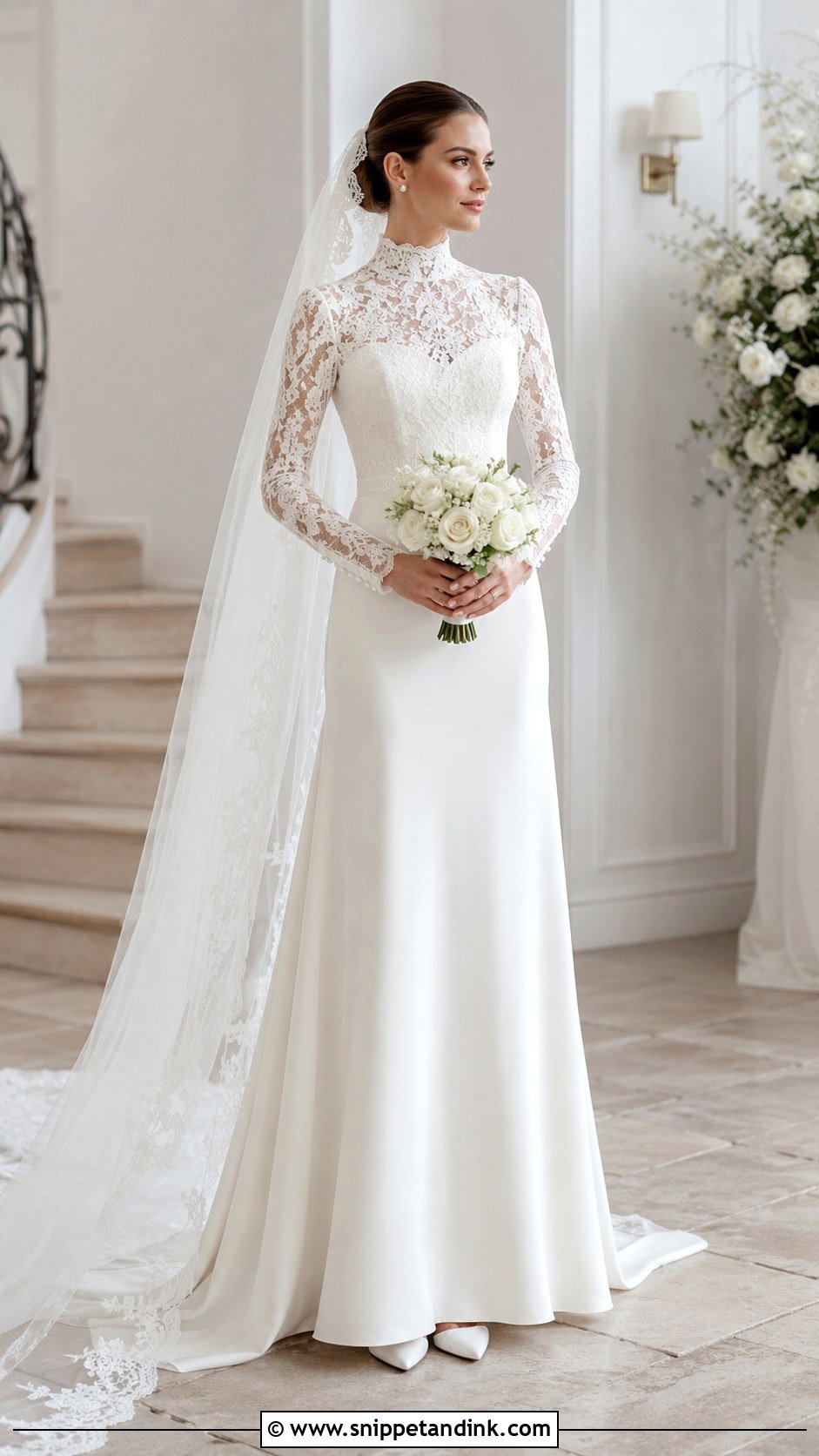 High Neck Long Sleeve Bridal Dress - Snippet and Ink - 20 High Neck Bridal Dress Ideas