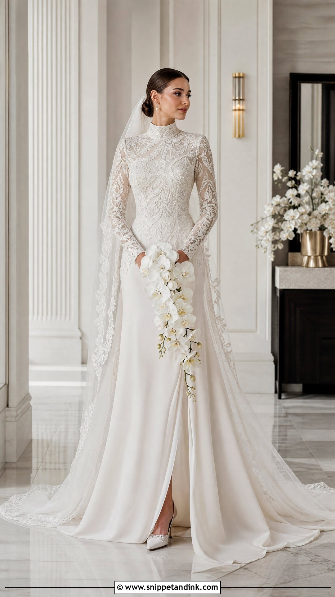 High Neck Long Sleeve Bridal Dress - Snippet and Ink - 20 Bridal Dress Long Sleeve Ideas