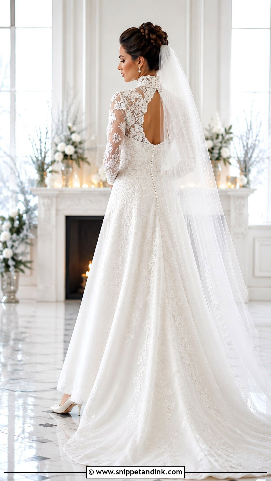 High Neck Long Sleeve Keyhole Wedding Dress - Snippet and Ink - 20 Keyhole Wedding Dress Ideas