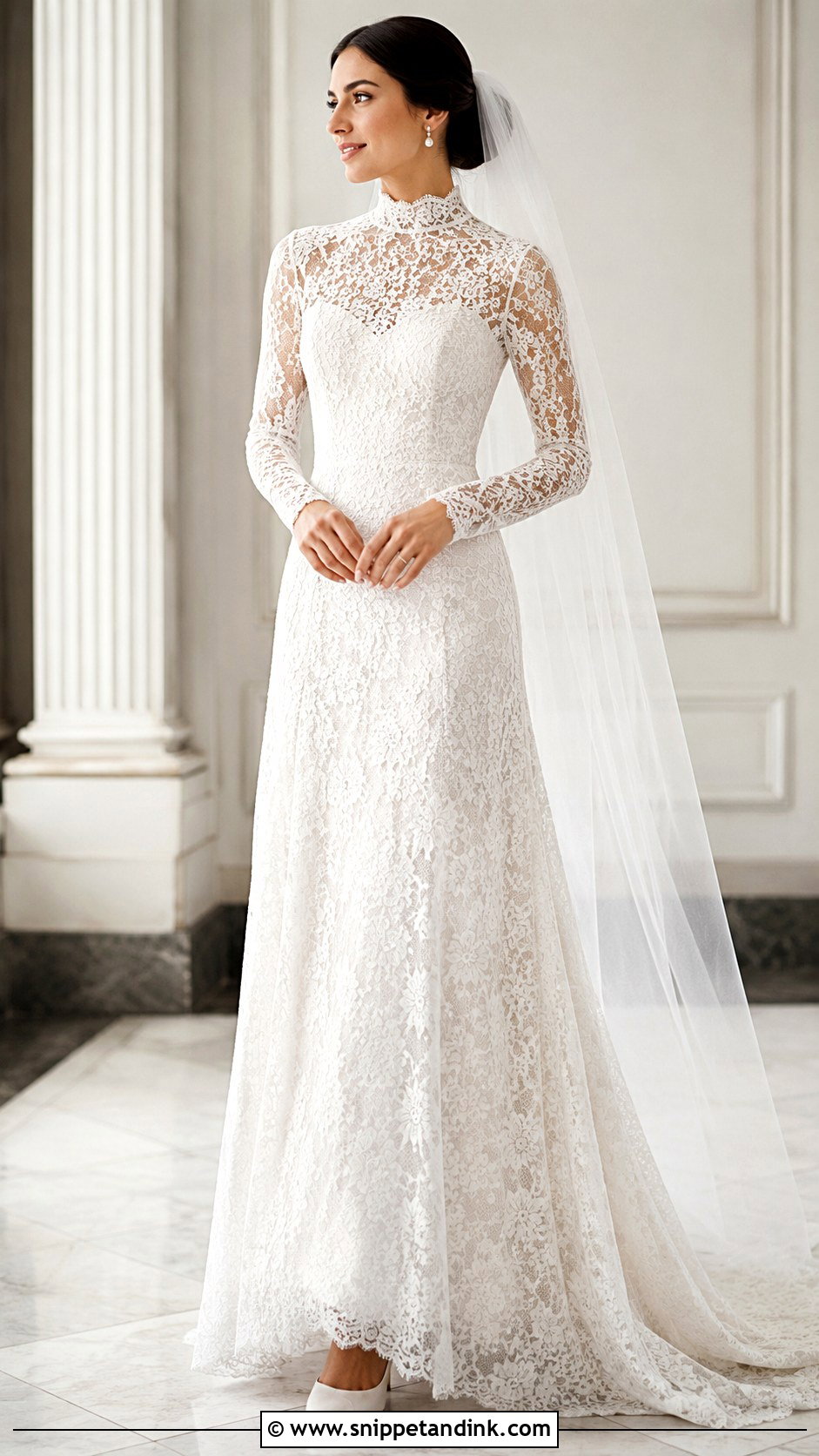 High Neck Long Sleeve Lace Wedding Dress - Snippet and Ink - 20 Dantel Wedding Dress Long Sleeve Ideas