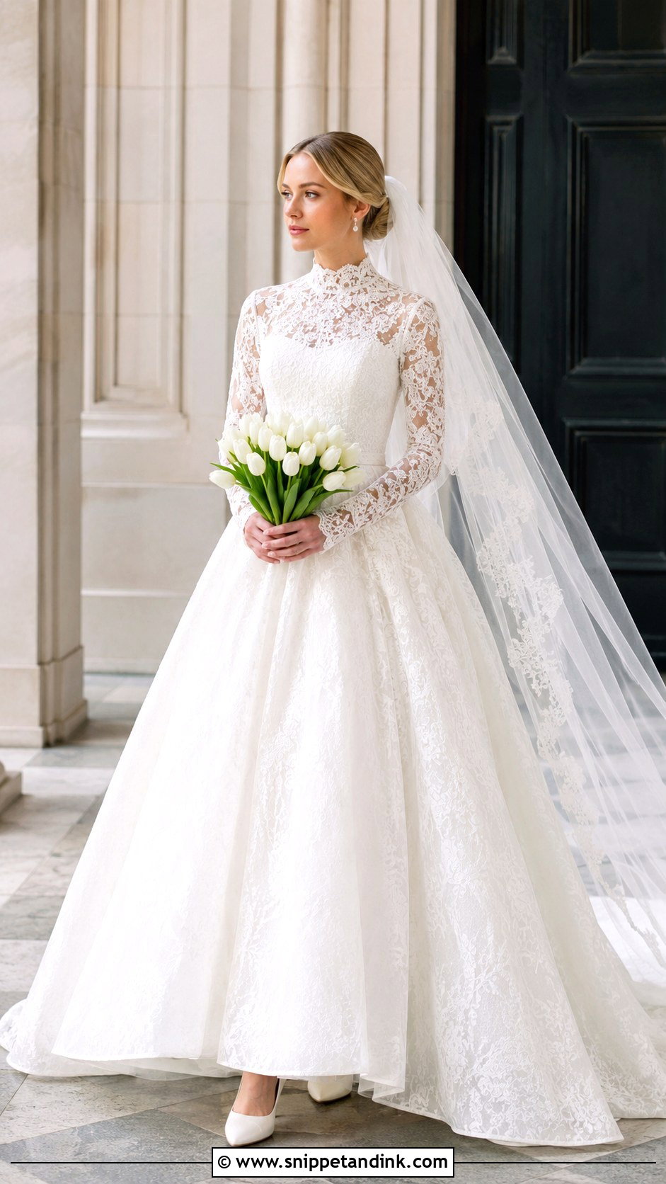 High Neck Long Sleeve Lace Wedding Dress Ballgown - Snippet and Ink - 20 Long Sleeve Lace Wedding Dress Ballgown Ideas