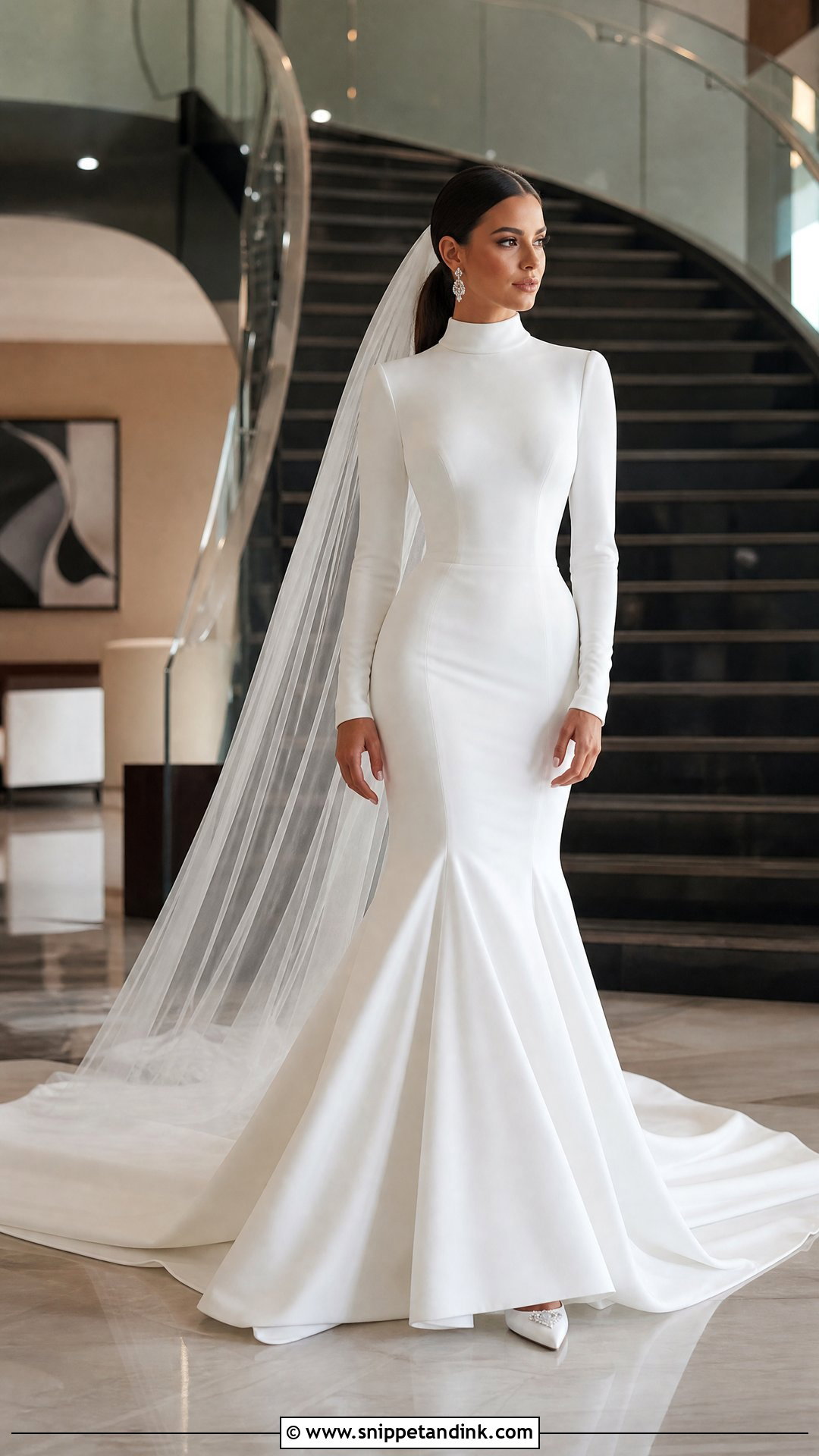 High Neck Long Sleeve Mermaid Wedding Dress - Snippet and Ink - 25 High Neck Long Sleeve Wedding Dress Ideas