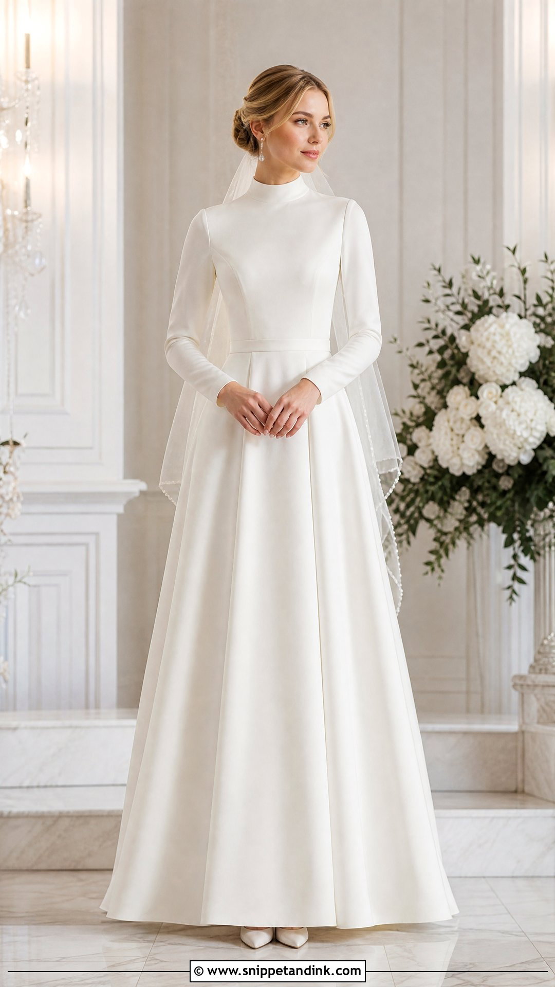 High Neck Long Sleeve Modest Wedding Dress - Snippet and Ink - 25 High Neck Long Sleeve Wedding Dress Ideas