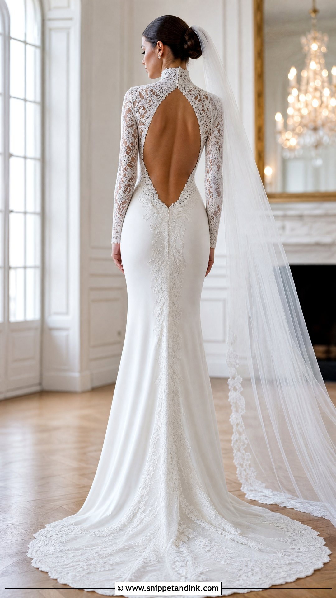 High Neck Long Sleeve Open Back Wedding Dress - Snippet and Ink - 25 Long Sleeve Open Back Wedding Dress Ideas