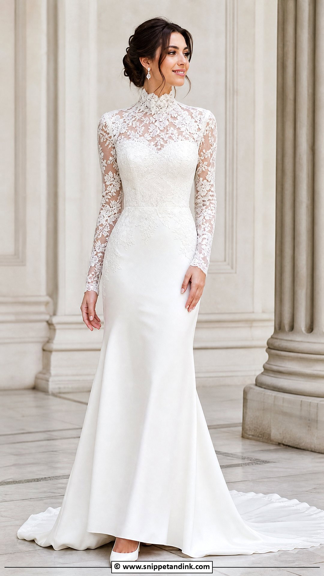 High Neck Long Sleeve Wedding Dress - Snippet and Ink - 35 High Neck Wedding Dress Ideas