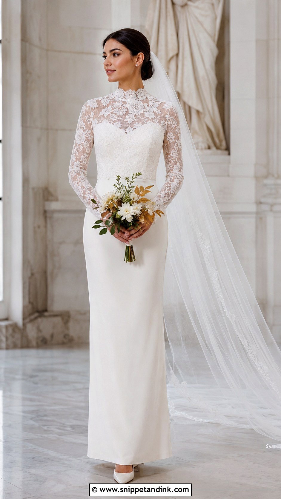 High Neck Long Sleeve Wedding Dress - Snippet and Ink - 20 Contemporary Wedding Dress Ideas