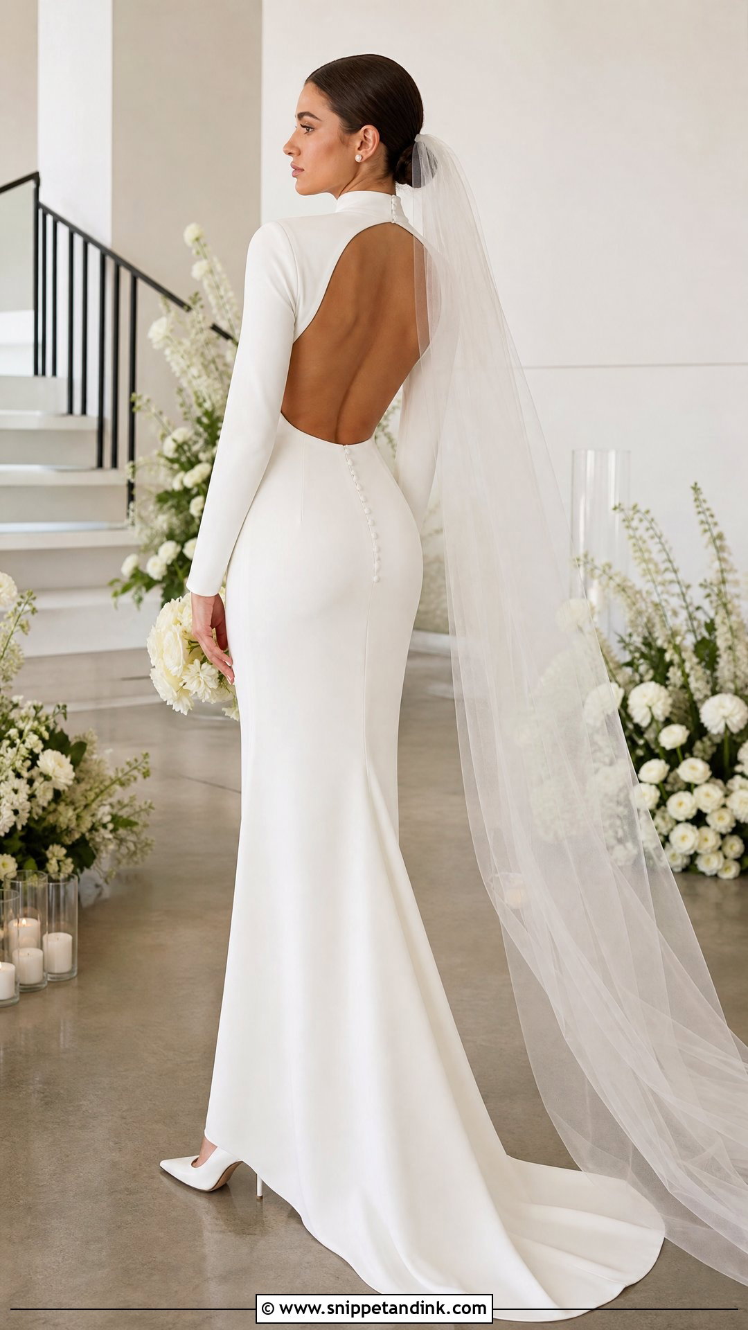 High Neck Long Sleeve Wedding Dress - Snippet and Ink - 20 Sleek Modern Wedding Dress Ideas
