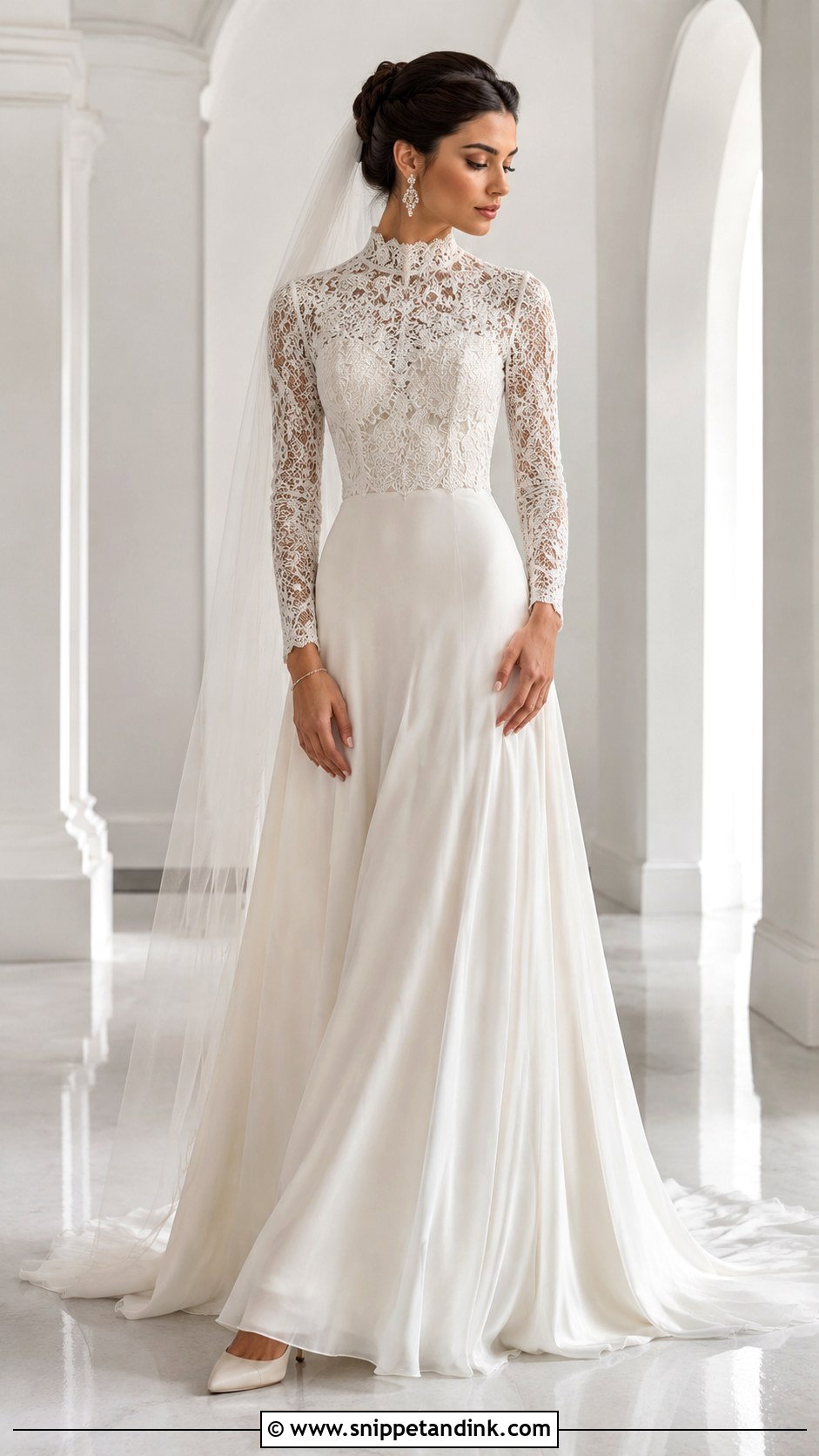 High Neck Long Sleeve Wedding Dress - Snippet and Ink - 20 Long Sleeve Wedding Ideas