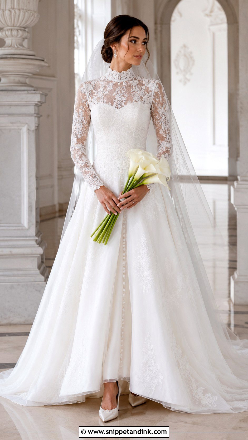 High Neck Long Sleeve Wedding Dress - Snippet and Ink - 20 Fairytale Wedding Dress Long Sleeve Ideas