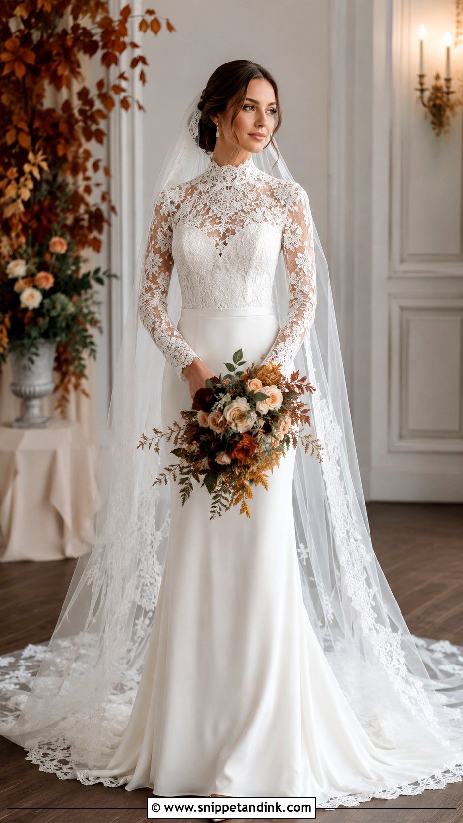 High Neck Long Sleeve Wedding Dress - Snippet and Ink - 25 High Neckline Wedding Dress Ideas