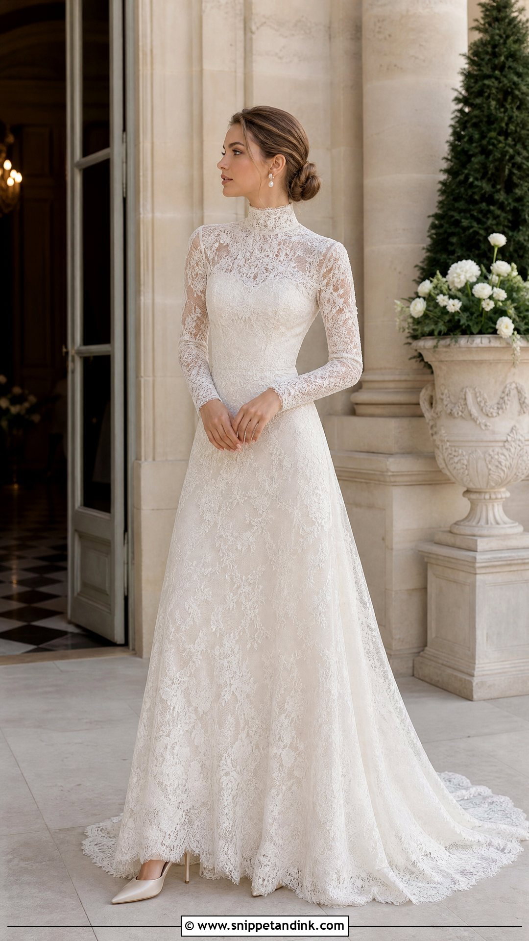 High Neck Long Sleeve Wedding Dress - Snippet and Ink - 25 Romantic Long Sleeve Wedding Dress Ideas