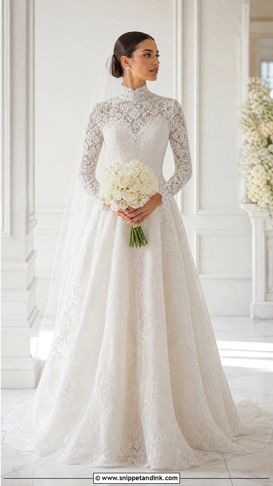 High Neck Long Sleeve Wedding Dress - Snippet and Ink - 25 Timeless Wedding Dresses with Sleeves