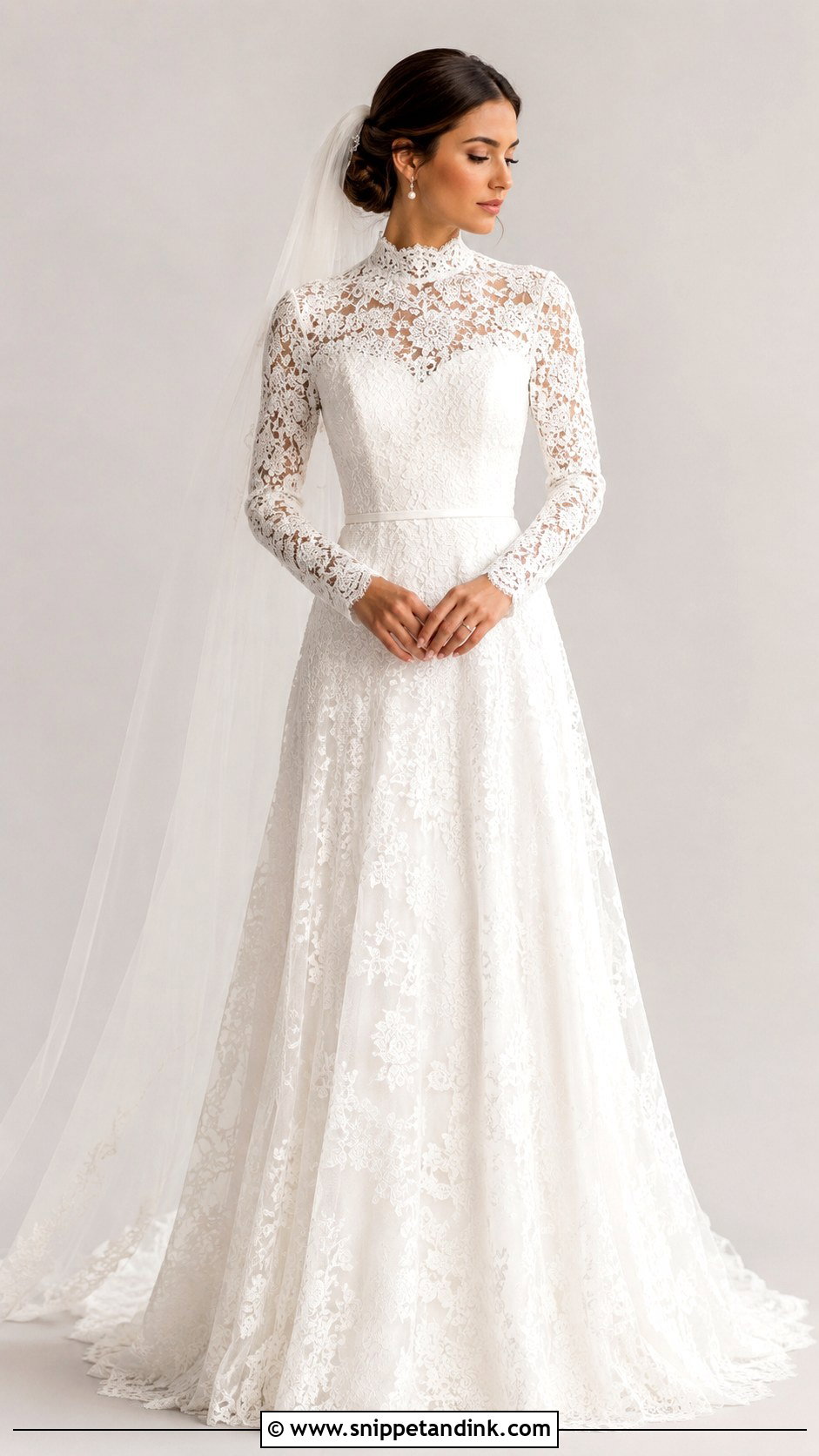 High Neck Long Sleeve Wedding Dress - Snippet and Ink - 25 Wedding Dresses with Long Sleeves
