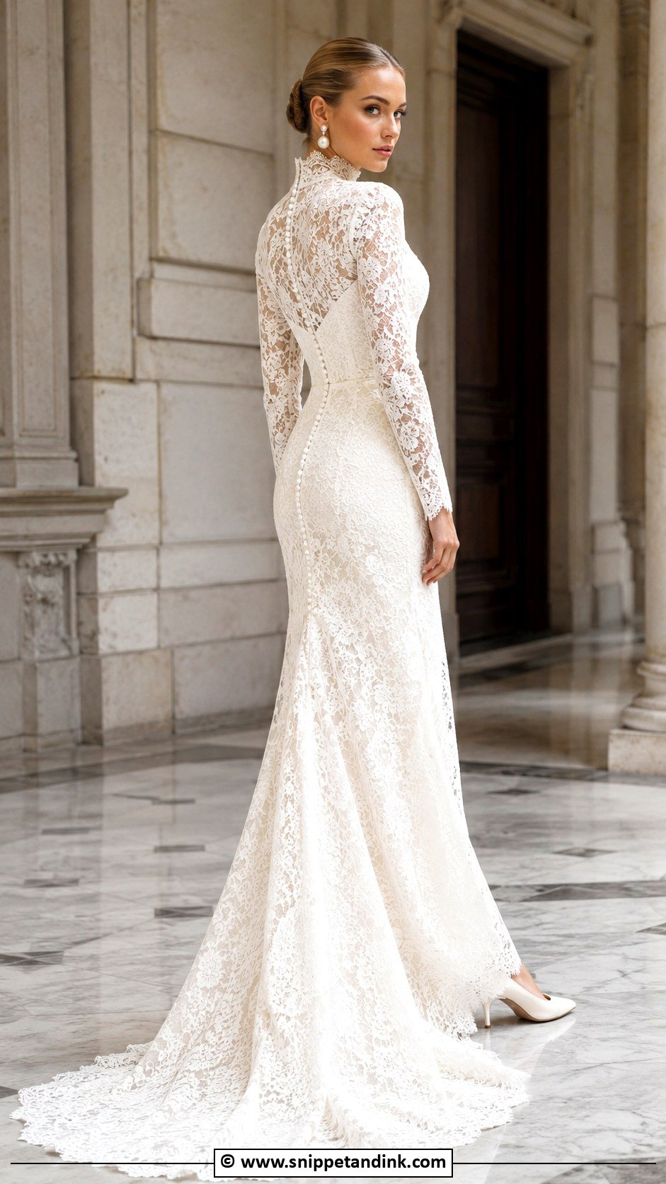 High Neck Long Sleeve Wedding Dress - Snippet and Ink - 25 Elegant Long Sleeve Wedding Dresses
