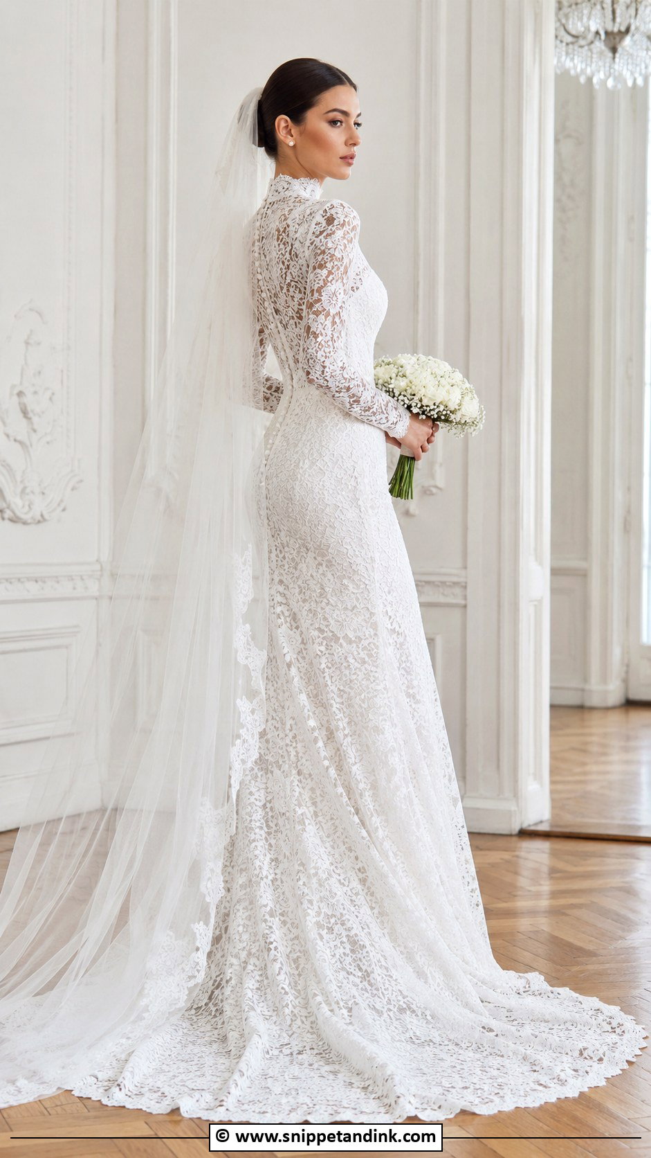 High Neck Long Sleeve Wedding Gown - Snippet and Ink - 30 Wedding Gowns with Sleeves